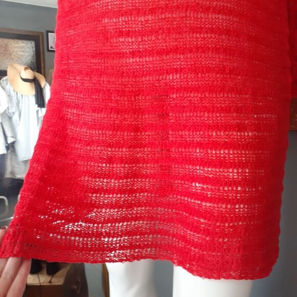 Zara Nwot Crochet Bright Red Knit Dress - Picture 7 of 15